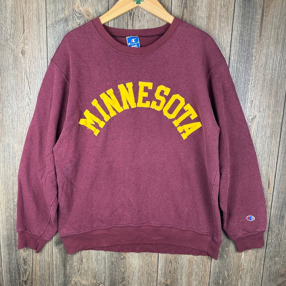 Champion University of Minnesota Sweatshirt Mens L Maroon Crewneck Made in USA